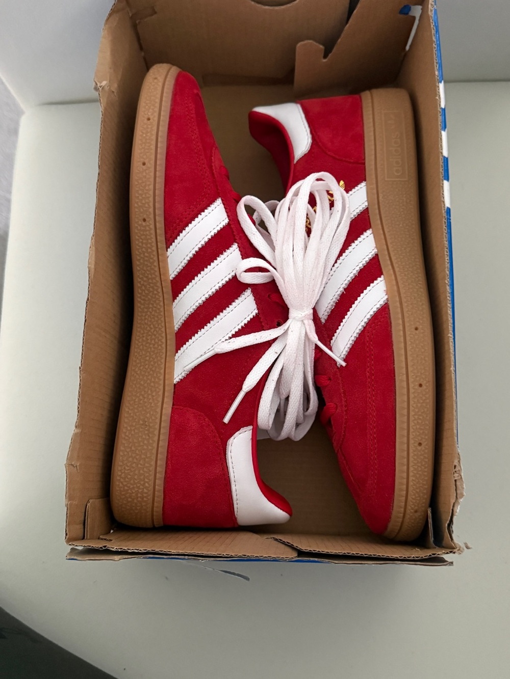 NWT Women’s Adidas Handball Spezial W Better Scarlet White Gum Sneakers Sz 9 KJ3 - Picture 10 of 11
